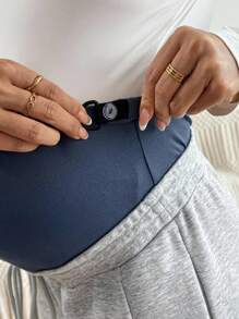 SHEIN Autumn And Winter Maternity Casual Patchwork Adjustable High Waist Drawstring Loose Wide Leg Sweatpants