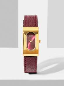 MOTF PREMIUM BROWN LEATHER AND DIAL WOMEN'S WATCH - Burgundy - View 8