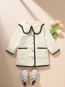 Souflis Souflis 女宝宝休闲时尚百搭复古优雅撞色外套夹克适合秋冬日常穿着