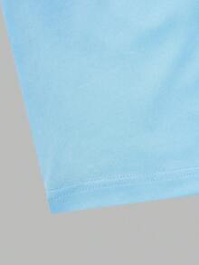 Teen Girl Loose-Fit Casual Graphic Tee Tops, American Style, Summer,Holiday,Summer,Travel - Blue - View 4