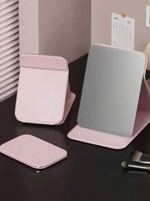 1pc Portable Makeup Mirror, PU Leather , Foldable, Travel Mirror, Suitable For Gifts, Travel Essentials, Makeup Essentials, Easy To Store Christmas, Suitable For Holiday Gifts