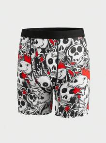 West Coast Totenkopf Grafik Hipster Muster Herren Boxershorts in Mittellänge, Halloween