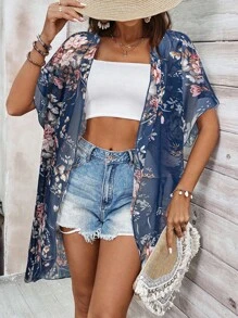 Breezaya Áo len cardigan tay ngắn rộng rãi in họa tiết hoa cho kỳ nghỉ mùa hè - Nhiều màu - Xem 3