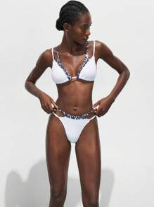 Maija Bộ đồ bơi bikini 2 mảnh họa tiết động vật báo dành cho kỳ nghỉ hè trên bãi biển dành cho nữ - trắng - Xem 4