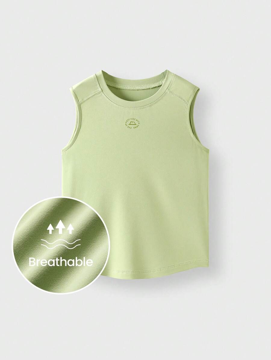 JNSQ Schul-Kleidung, Kleidung für Tween-Mädchen und Jungen, Sportbekleidung für Mädchen, Lässiges Tank Top für Outdoor-Sport im Herbst, Kinder Rundhals Vier-Nadel-Sechs-Faden-Nahtlos Spaß Muster Outdoor Profisport Loose Fit Tank Top