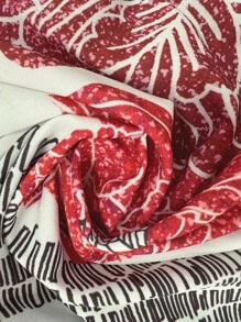 Lyrianda 大码女式 V 领花卉印花拼接优雅复古休闲蝴蝶结领带衬衫，春夏 - 彩色 - 查看 5