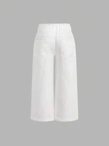 3件套少女休闲纸袋腰阔腿牛仔裤，适合秋冬季校园、学院风穿着。 - 黑與白 - 查看 10