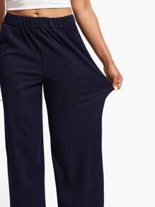 Flexra 女式休闲深色水洗宽松弹力腰身百搭牛仔裤，适合所有季节 - 藍色 - 查看 6