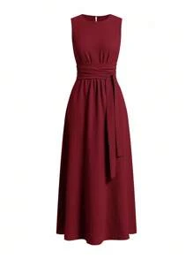 Ellevyn Vestido sin mangas de unicolor para mujer, elegante para el verano