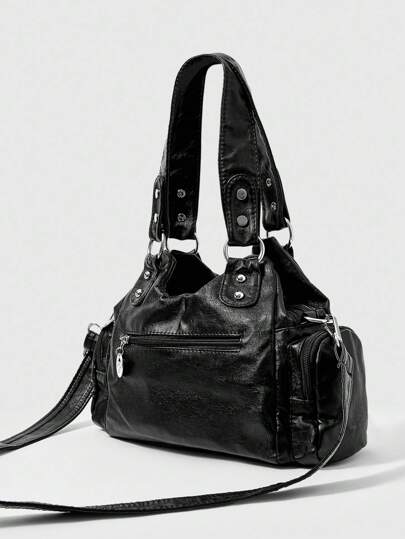 Grunge Punk Nuevo bolso de hombro de estilo punk rock para mujer, bolso de mano casual