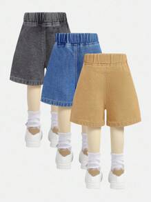 男婴三条装百慕大牛仔短裤，舒适松紧腰带，抽绳设计，侧袋设计。妈妈必备单品，休闲时尚的日常单品。适合返校节、独立日、感恩节、父亲节、母亲节等节日的馈赠佳品。 - 彩色 - 查看 2