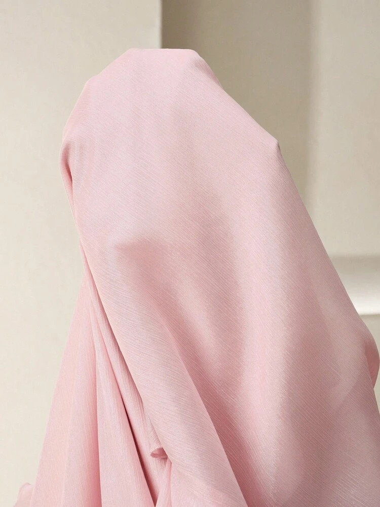 Elegant Women's Puff Sleeve A-Line Dress With High Waist, Powder Pink, Graceful