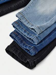 SHEIN 男婴褪色简约日常牛仔裤 - 彩色 - 查看 4