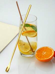 1pc Stainless Steel Mixing Spoon - Premium Quality For All Your Mixing Needs! Durable & Rust - Resistant, This Spoon Is Perfect For Kitchen, Bar, Or Cocktail Mixing. Ergonomic Design Ensures Comfortable Grip. Ideal For Stirring, Blending, And Serving. Upgrade Your Mixing Tools Now! - Gold - View 8