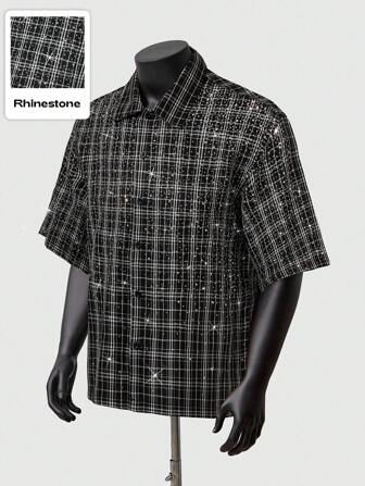 Street Life Chemise à carreaux avec patch orné de lettres anglaises à motif dégradé, conception pour hommes