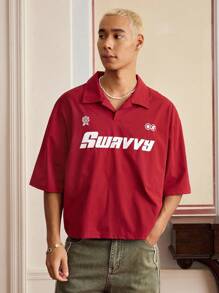 Manfinity VCAY 男士字母印花短袖休闲/通勤 Polo 衫