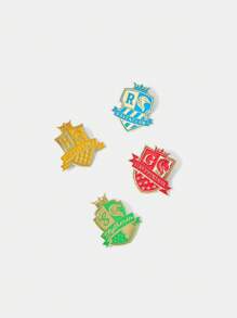 HARRY POTTER X SHEIN 4pcs/Set Magic Academy Enamel Badge Series Brooch, Cartoon Anime Creative Fine Jewelry Accessory, Alloy Badge - Multicolor - View 3