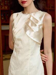 Vintamour Vintage Elegant Women Floral Jacquard Satin Mini Dress Casual Holiday Summer Dresses For Women Summer Outfits For Women Summer Dress Vacation Outfits Woman Wedding Guest Dress Women Birthday Dresses For Women Vacation Outfits Women Country Concert Outfit Elegant Dresses For Women Birthday Outfits For Women White Outfits For Women Vacation Dress Casual Dresses For Woman Festival Outfits For Women Brunch Outfits For Women Vacation Dresses - Apricot - View 3