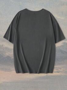 Tseoso 1 Pc Slogan Graphic Print Oversized Casual Round Neck Short Sleeve T-Shirt For Women, Suitable For Summer Astral Suitable For Going Out