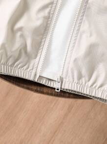 SHEIN Genkimix Kids 1 件年轻男孩休闲简约街头风格连帽长袖夹克，时尚休闲设计，适合夏季穿着，适合 4-7 岁男孩日常穿着，适合运动、户外、返校季节 - 杏色 - 查看 7