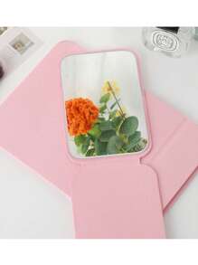 1pc Portable Makeup Mirror, PU Leather , Foldable, Travel Mirror, Suitable For Gifts, Travel Essentials, Makeup Essentials, Easy To Store Christmas, Suitable For Holiday Gifts