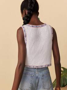 Travachic 花卉印花轻薄棉质外套、休闲度假、文艺复兴博览会、秋冬牛仔上衣 - 藍白色 - 查看 2