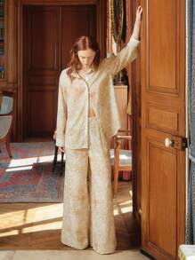 lacRébo Quần dài họa tiết da báo xếp ly nhẹ, quần đi nghỉ, quần áo mùa thu cho nữ - Nhiều màu - Xem 1