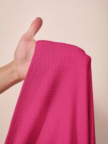 Zivah Rochie lungă pentru femei, de primăvară și vară, casual și elegantă, cu guler rotund, fără mâneci, decorată cu catarame metalice, cu coadă de pește, cu clapă deschisă, din material tricotat texturat negru, B - Roz fierbinte - Vizualizare 7