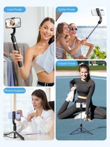 Teckwe Selfie Stick Tripod, Extendable Aluminum Tripod With Wireless Remote, Compatible With IPhone And Android Smartphones, Perfect For Travel, Vlog, Video And Photo(Black) - Black - View 9