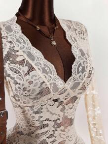 Amplova Summer Hippie Sheer Low-Cut Mini Dress For Women,Boho Clothes Women