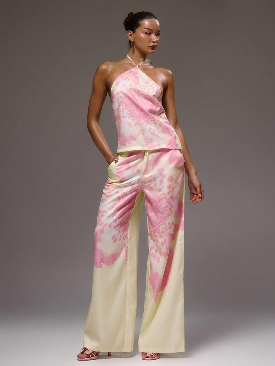 MUSERA 中腰缎面宽松夏季休闲裤，性感夏季伊比沙岛度假可爱海滩生日装 - 彩色 - 查看 1