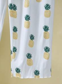 Set de 2 piezas Pantalón de pijama de talla grande con estampado de piña