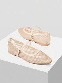 MOTF PREMIUM 万圣节季女士舒适简约百搭玛丽珍平底鞋 - 杏色 - 查看 9