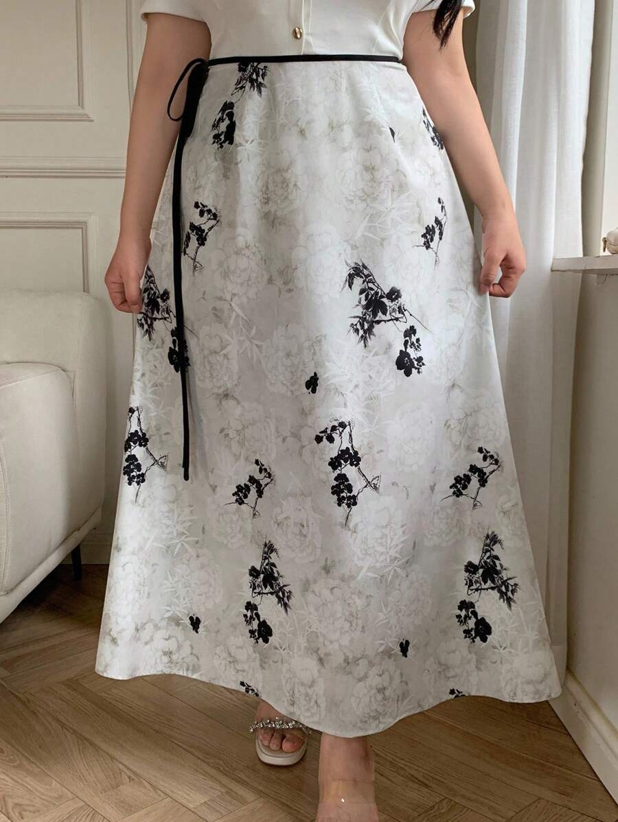 Modelyn 大码夏季优雅花卉印花半身裙 - 彩色 - 查看 1