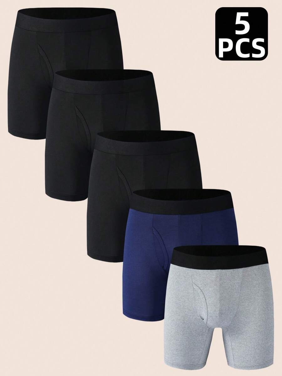 Manfinity Underwear&Sleepwear Basics 5条装纯色男士透气平角内裤