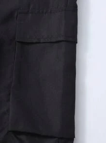 3pcs Teen Girl Set: Solid Color Hoodie Top And Adjustable Strap Cargo Pants Fall Winter - Multicolor - View 4