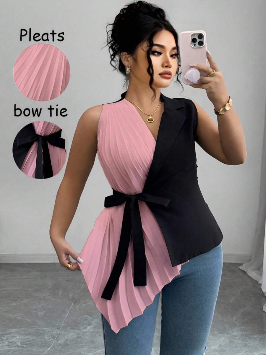 SHEIN Elenzya 女士加大码梭织褶皱优雅假日夏季衬衫 - 彩色 - 查看 1
