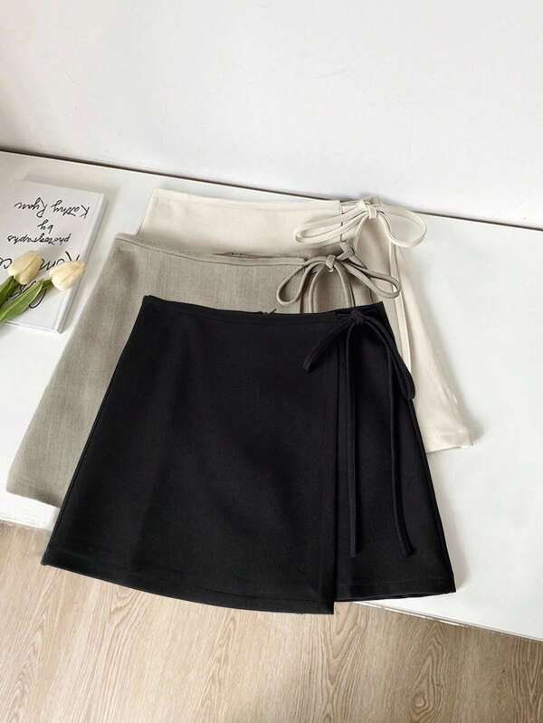 Franclia Falda corta de señoras de ropa de verano, estilo de verano nuevo con textura de tela ancha, dobladillo irregular, tirantes versátiles y casuales, color caqui