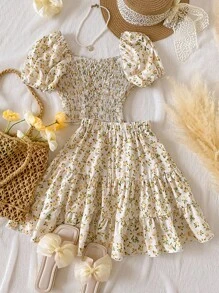 Girls Ditsy Floral Leisure Suit - Apricot - View 2