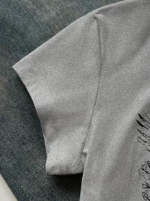 INAWLY 女士圆领短袖心形印花休闲简约 T 恤，日常穿着图案 T 恤女式上衣