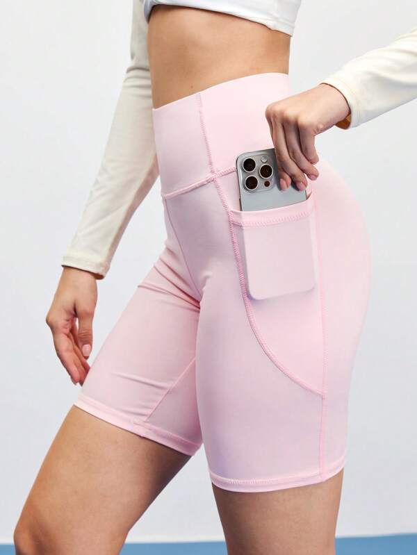 Cheerettes Pantaloni scurți sport pentru femei, cu talie înaltă, cu buzunare, casual, slim fit, sport, pantaloni scurți de antrenament