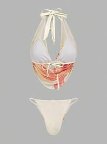 Swim Oasis 夏日海岛度假辣妹百合印花比基尼及短裙高级套装 - 彩色 - 查看 6