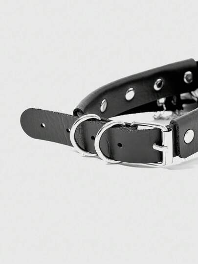 Grunge Punk Collier ras-du-cou en PU de style gothique sombre et désolé, fait main avec rivets et chaîne creuse. Accessoire de mode punk de niche pour hommes et femmes, convient pour les fêtes, les rassemblements, les événements sociaux et la photographie