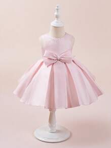 SHEIN Glamorique Kids Baby Girl Elegant Handmade Bead-Embellished Princess Dress, Suitable For Evening Parties, Galas, Birthday Parties - Pink - View 1