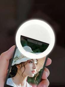 SHEIN 1pc USB Rechargeable Selfie Ring Light LED With 3 Brightness Modes, Comes With USB Charging Cable, Suitable For Selfie Ring Light Supplementary Lighting Night Dark Selfie Enhanced Mobile Phone Photography, Portable Fill Light For Live Streaming