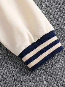 SHEIN 1pc Young Boy's Casual Baseball Jacket With Letter & Number Print, Long Sleeve, Suitable For Daily Wear, Sports, Outings, Back To School For 4-7 Years Old Boys Chic Outfits For Autumn/Winter Fall