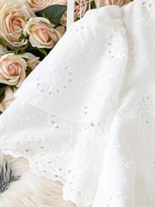 SHEIN LUNE 大码女式度假花卉刺绣荷叶边短袖单排扣衬衫裙