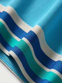 JNSQ Tween Boy Back To School Outdoor Sports Loose Shorts, Children Elastic Waist Side Splice Webbing Outdoor Sports Loose Shorts - Blue - View 12