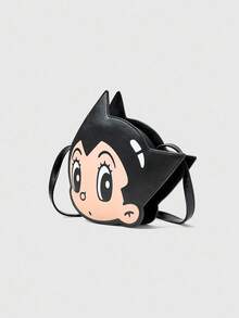 Astro Boy X ROMWE Cartoon Figure Graphic Women Vintage Versatile Commute Asymmetric Crossbody Bag - Black - View 4