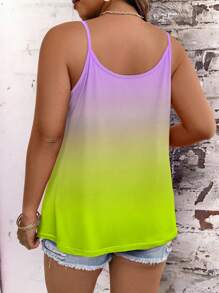 SHEIN LUNE Áo ba lỗ dây xích in họa tiết ombre thường ngày cỡ lớn cho nữ - Nhiều màu - Xem 2